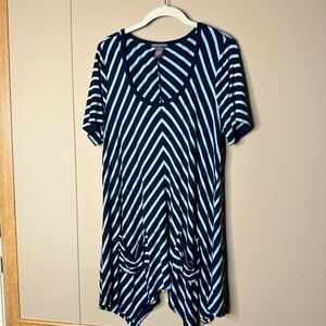 Chelsea & Theodore Navy and White Diagonal Striped Tunic